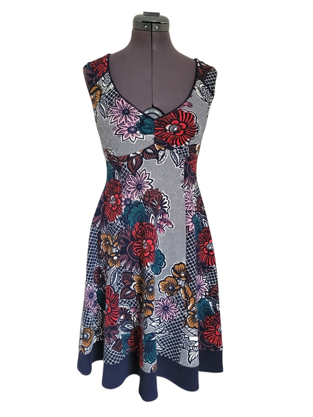 Anthropologie Maeve Floral Fit-and-Flare Cutout Midi A-Line Dress